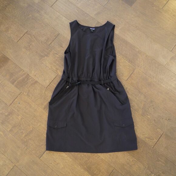 Patagonia Fleetwith Travel Dress Womens XL Black Polyester Stretch - Picture 2 of 6